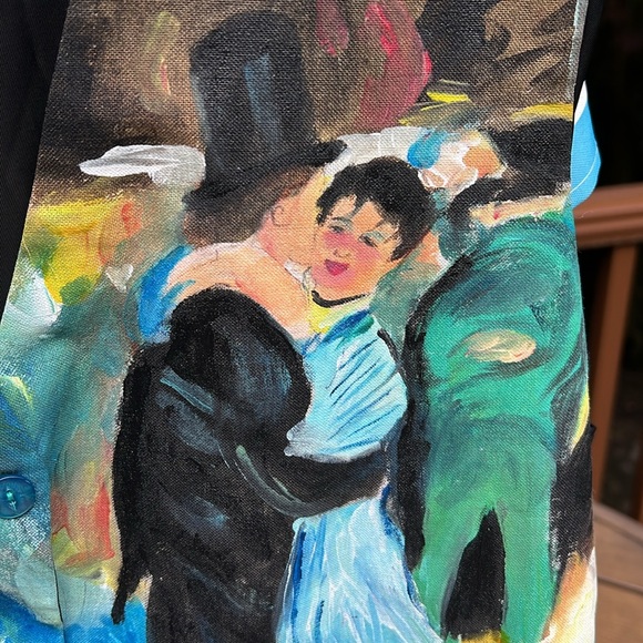 Unisex hand painted vest, adjustable. Will fit large to XL. 4 buttons in blue. - Picture 5 of 10